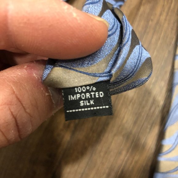 J Ferrar Mens Formal Necktie Metallic Blue Neck Tie Wavy Metallic Blue - Picture 4 of 7